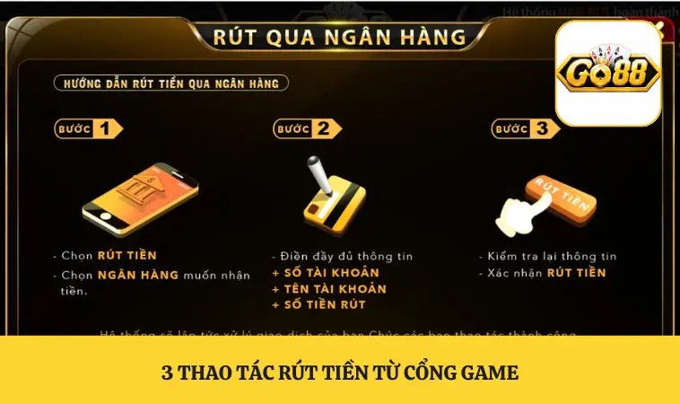 Rút Tiền GO88 2 3 thao tác rút tiền từ cổng game