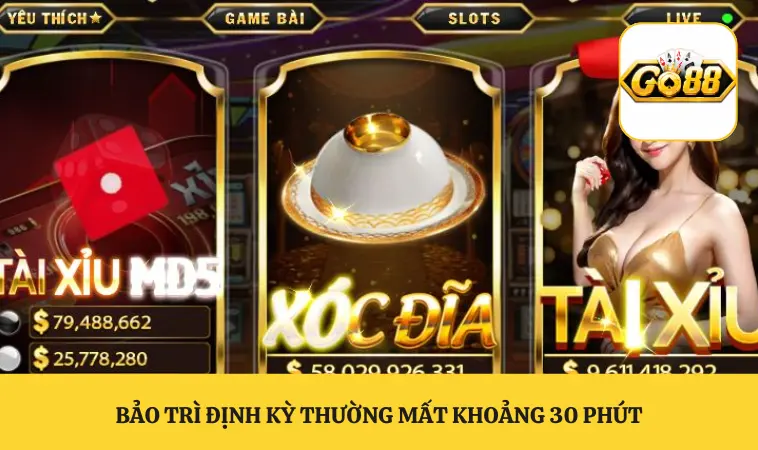 Bảo trì định kỳ thường mất khoảng 30 phút
