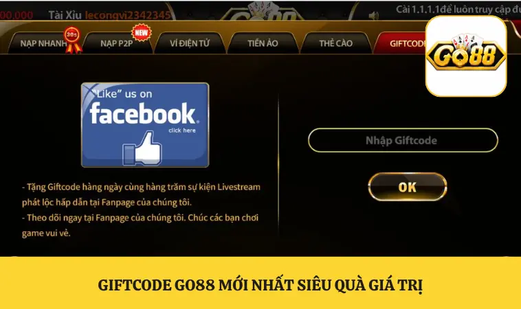 Giftcode GO88 Mới Nhất Cập Nhật Liên Tục Cho Hội Viên 1 Giftcode GO88 mới nhất siêu quà giá trịv
