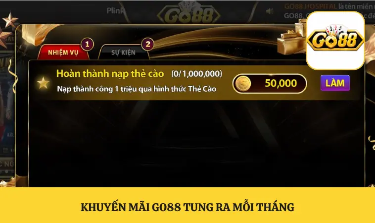 Khuyến mãi GO88 tung ra mỗi tháng