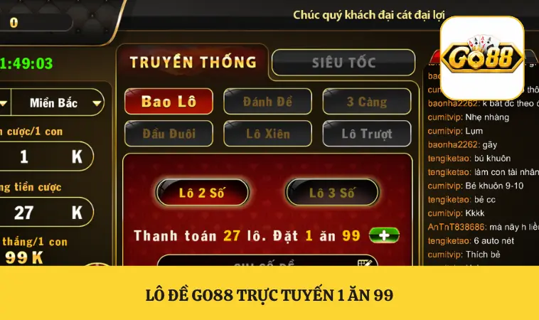 Lô đề GO88 trực tuyến 1 ăn 99