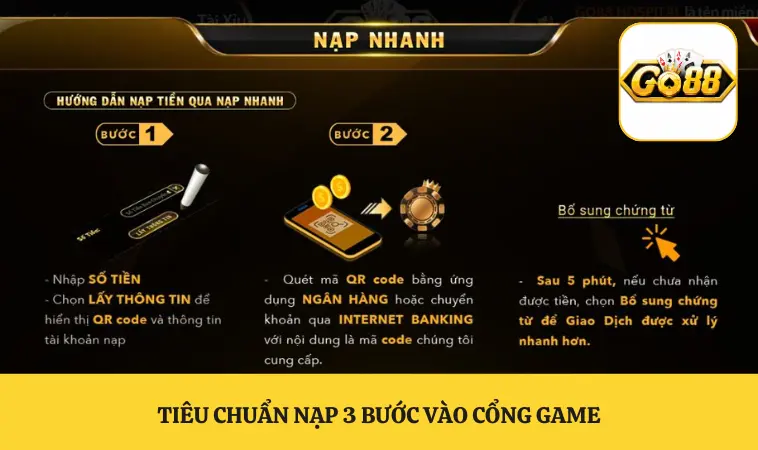 Tiêu chuẩn nạp 3 bước vào cổng game